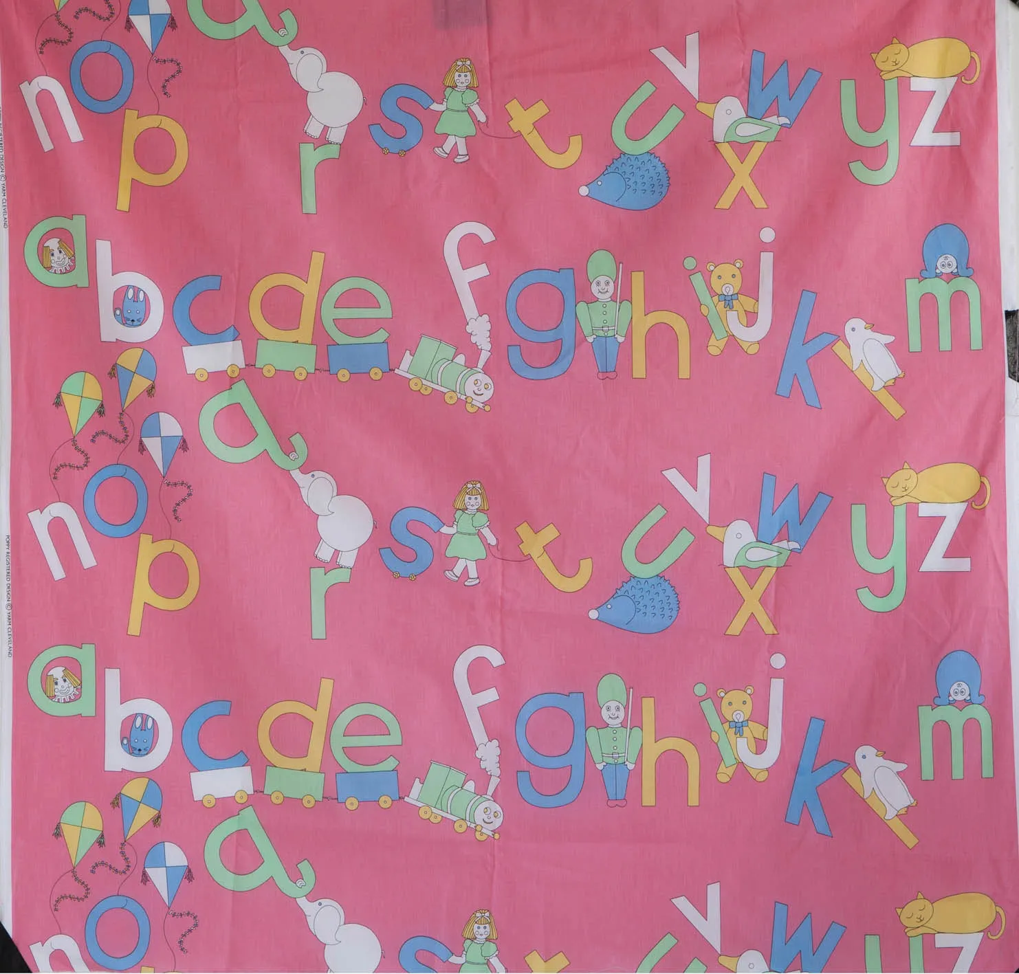 ABC Pink Pastel Print Fabric - Cotton