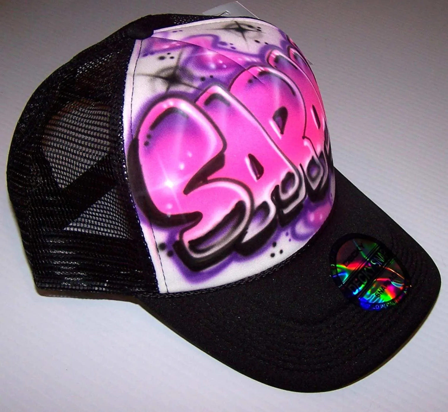 Airbrushed Graffiti Bubble Letter Personalized Snap Back Trucker Hat