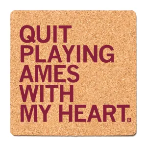 Ames With My Heart Cork Coaster