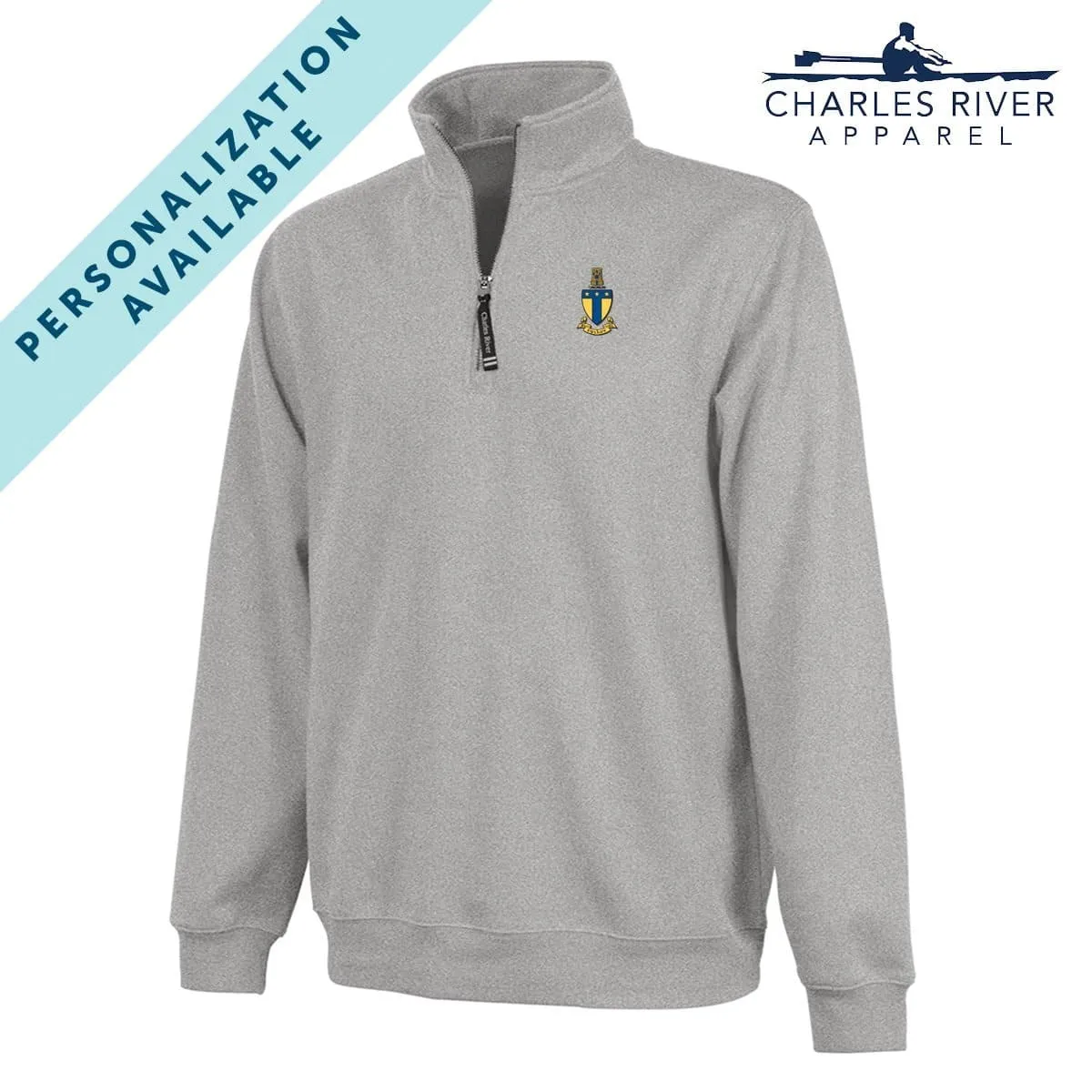 ATO Embroidered Crest Gray Quarter Zip