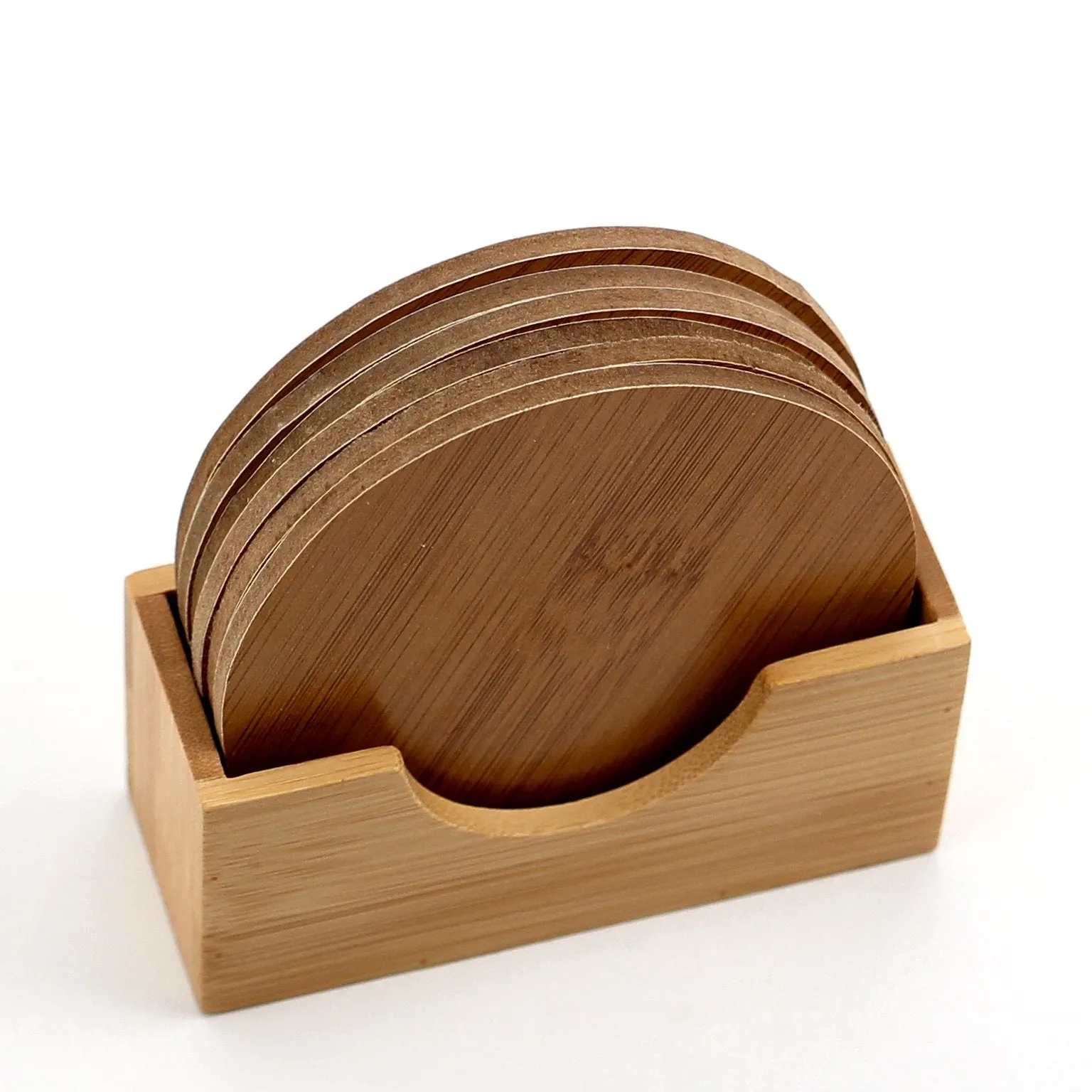 Bamboo coasters with holder (set of 6)