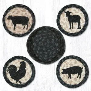 Barnyard Animals Coaster Set With Basket