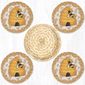 Beehive Coaster Set With Basket