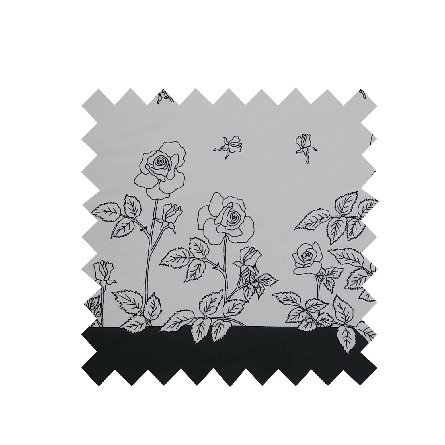 Black and White Roses Fabric - Cotton Twill