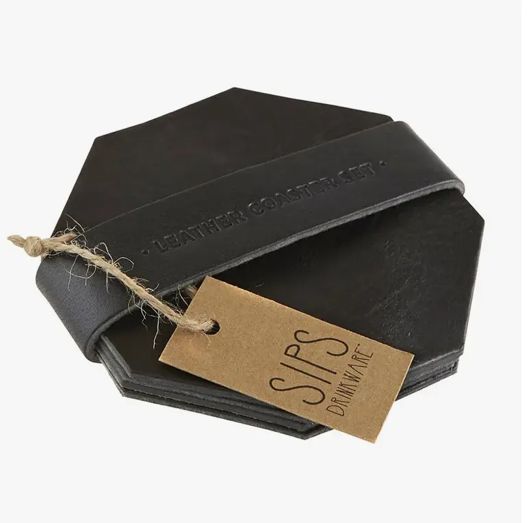 Black Leather Coasters