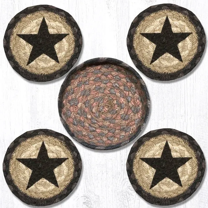 Black Star Coaster Set With Basket