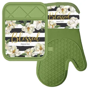 BLESSED MAGNOLIA MITT/POT HOLDER SET