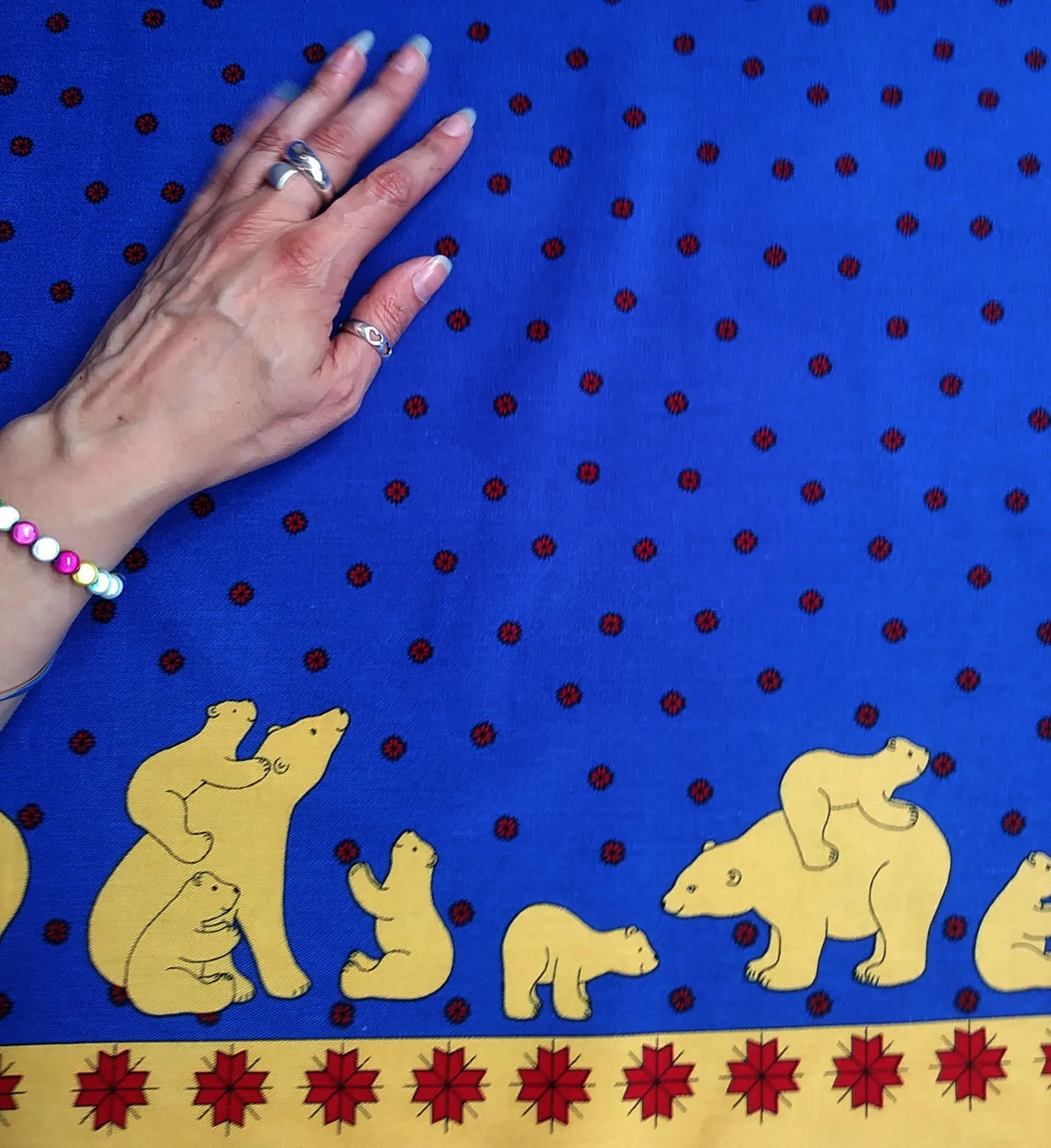 Blue Polar Bear Fabric - Cotton Twill