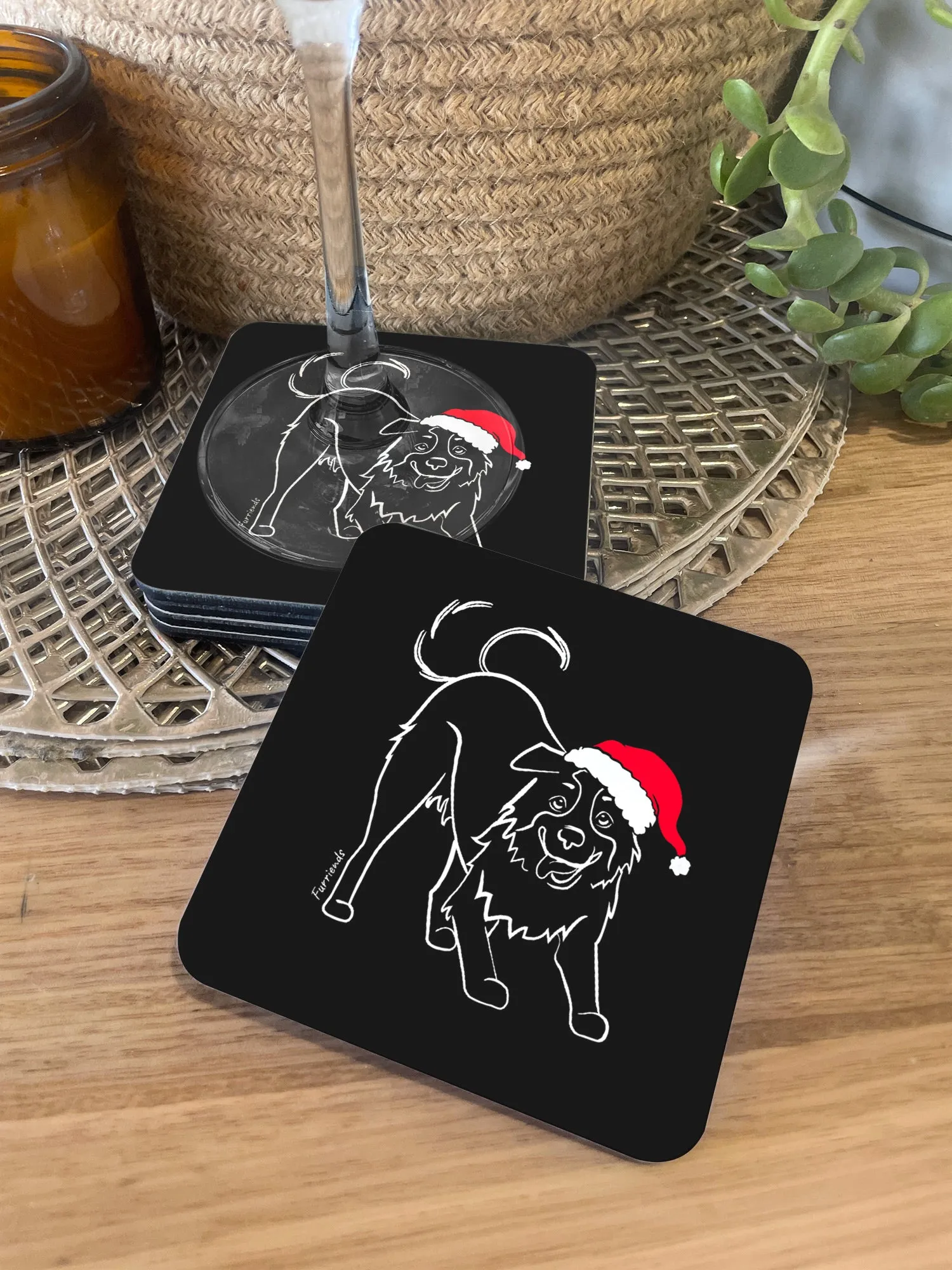 Border Collie Christmas Edition Coaster