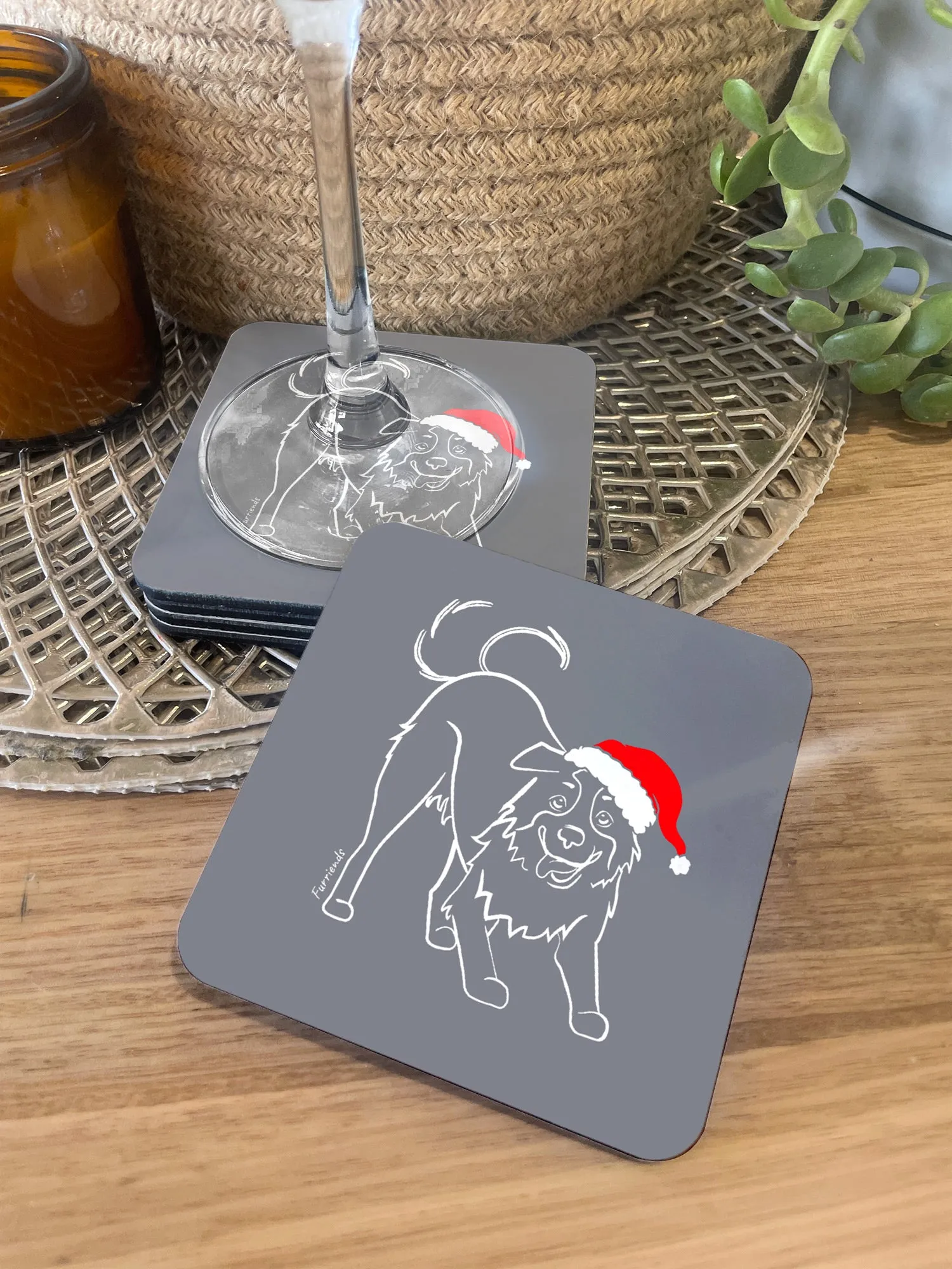 Border Collie Christmas Edition Coaster