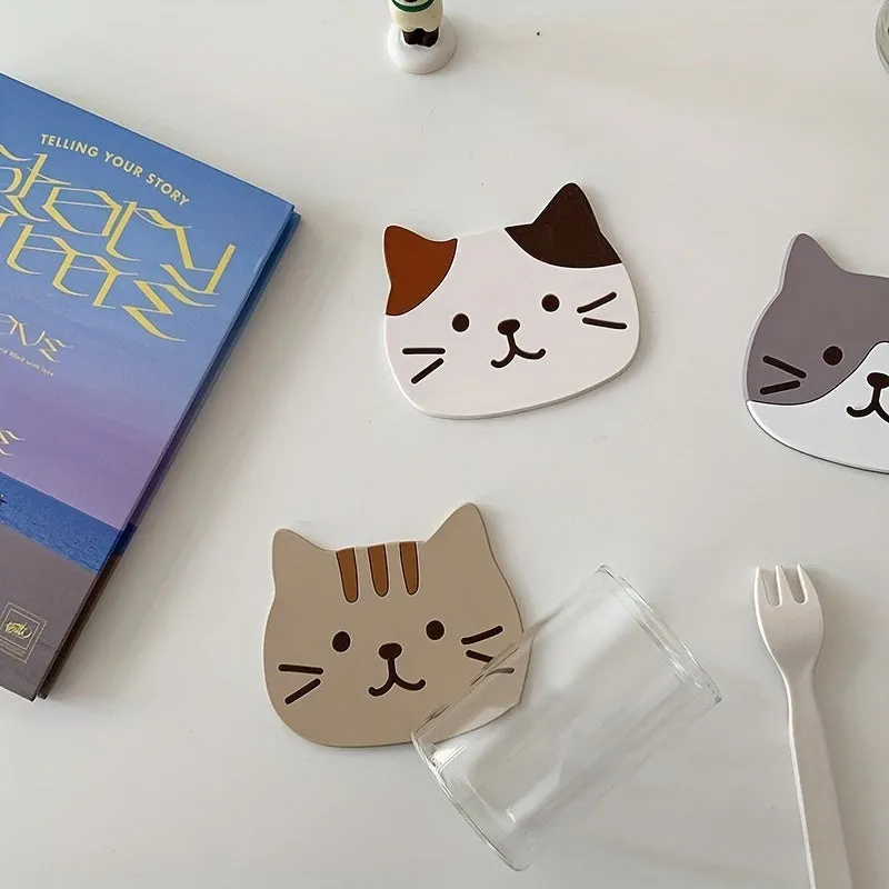 Cartoon Cat Coaster NonSlip Heat Insulated Cup Mat