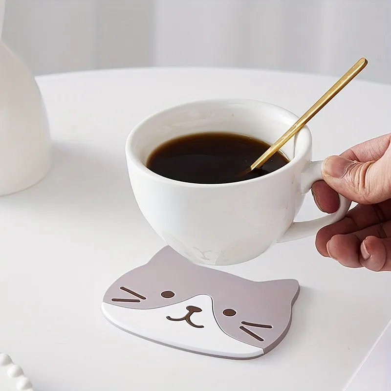 Cartoon Cat Coaster NonSlip Heat Insulated Cup Mat