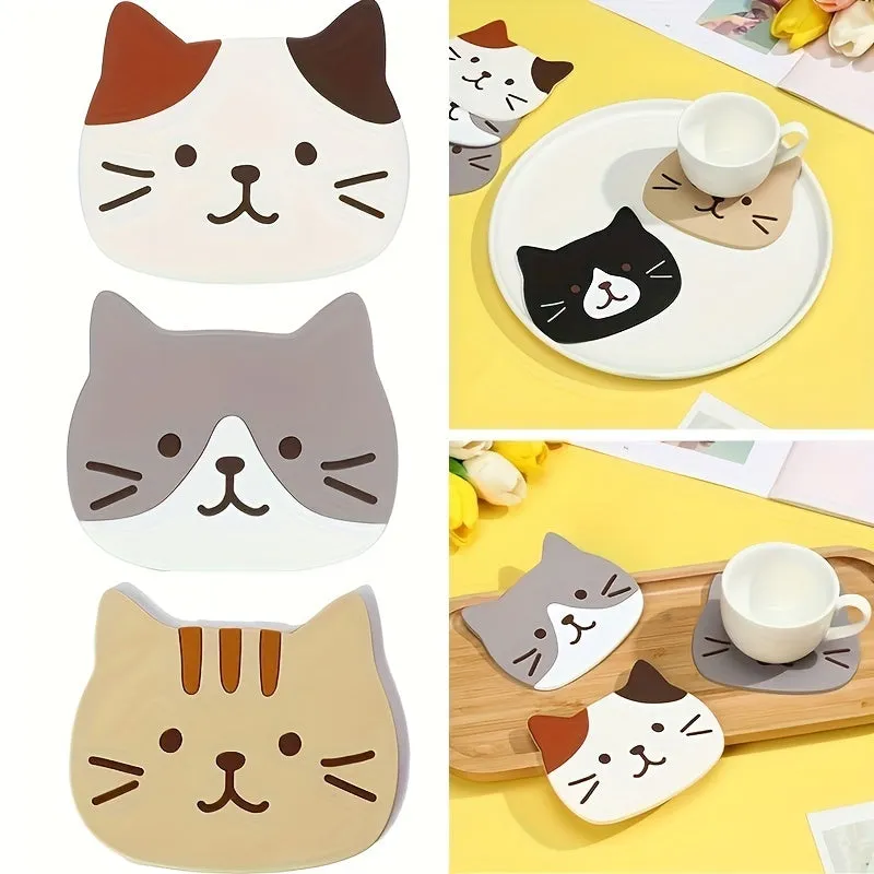 Cartoon Cat Coaster NonSlip Heat Insulated Cup Mat