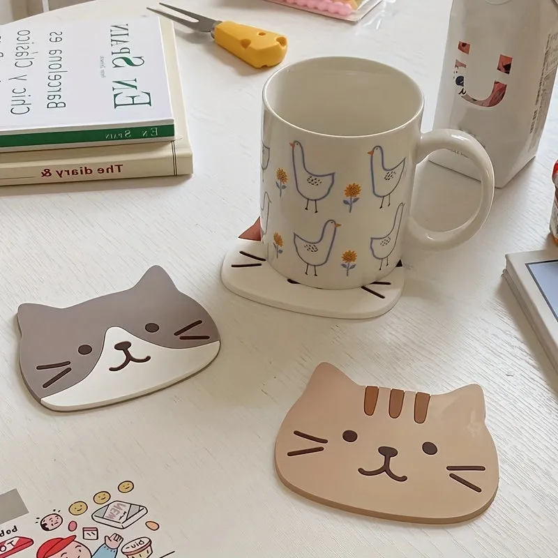 Cartoon Cat Coaster NonSlip Heat Insulated Cup Mat