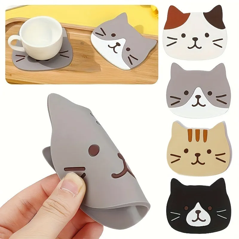 Cartoon Cat Coaster NonSlip Heat Insulated Cup Mat