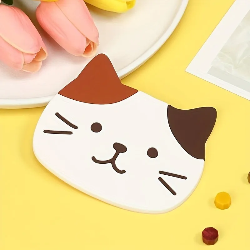 Cartoon Cat Coaster NonSlip Heat Insulated Cup Mat