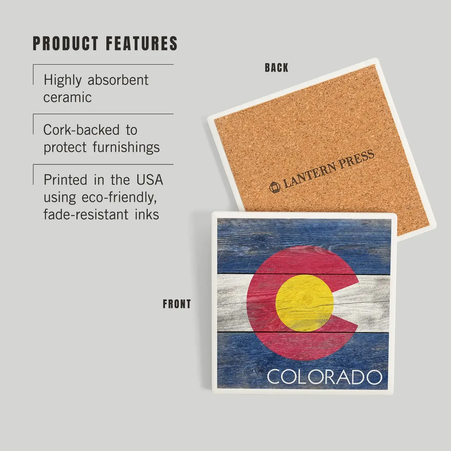 Ceramic Coaster Rustic Colorado State Flag