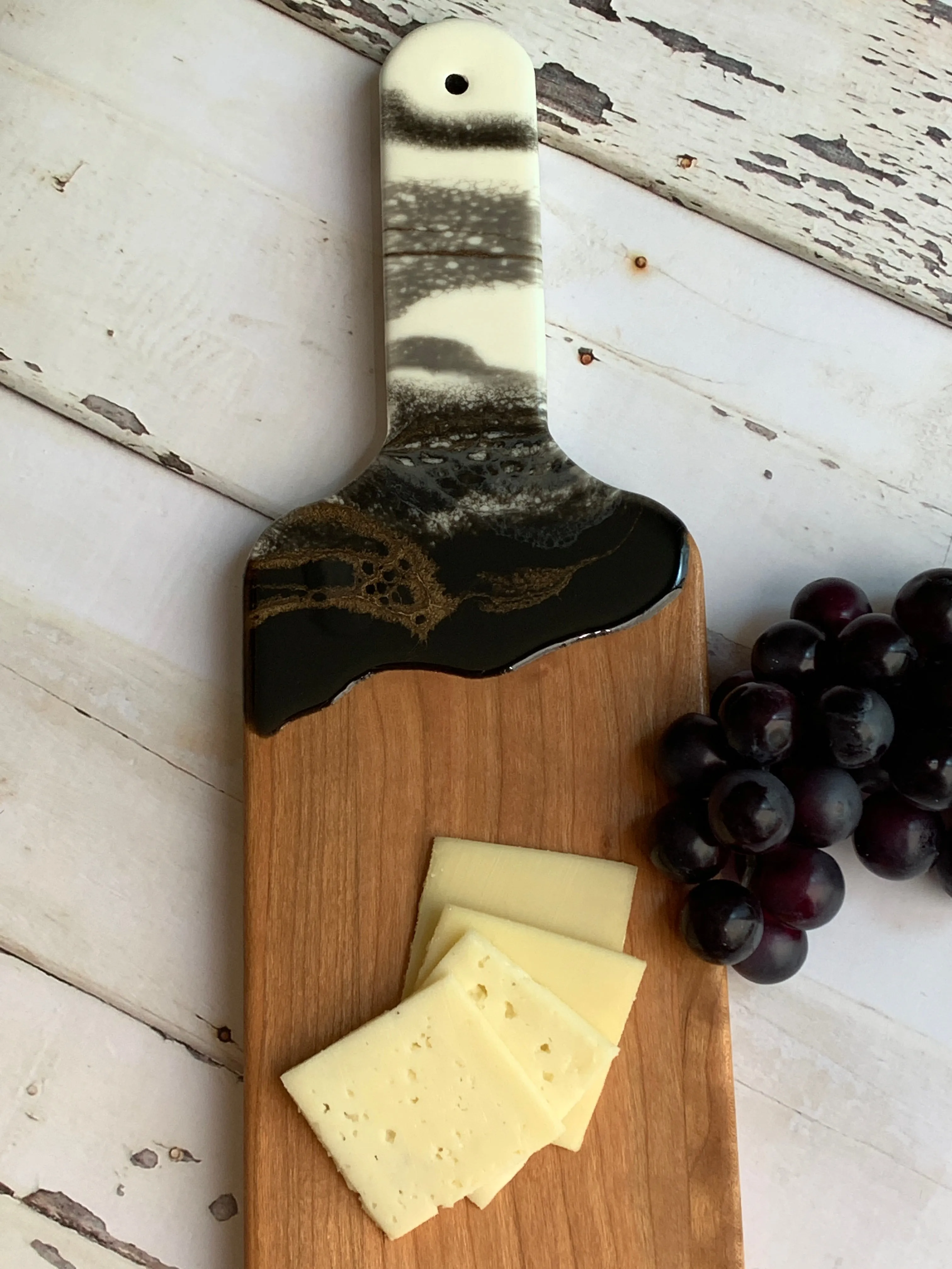 Cherry Wood Serving Board 20'- Black & White