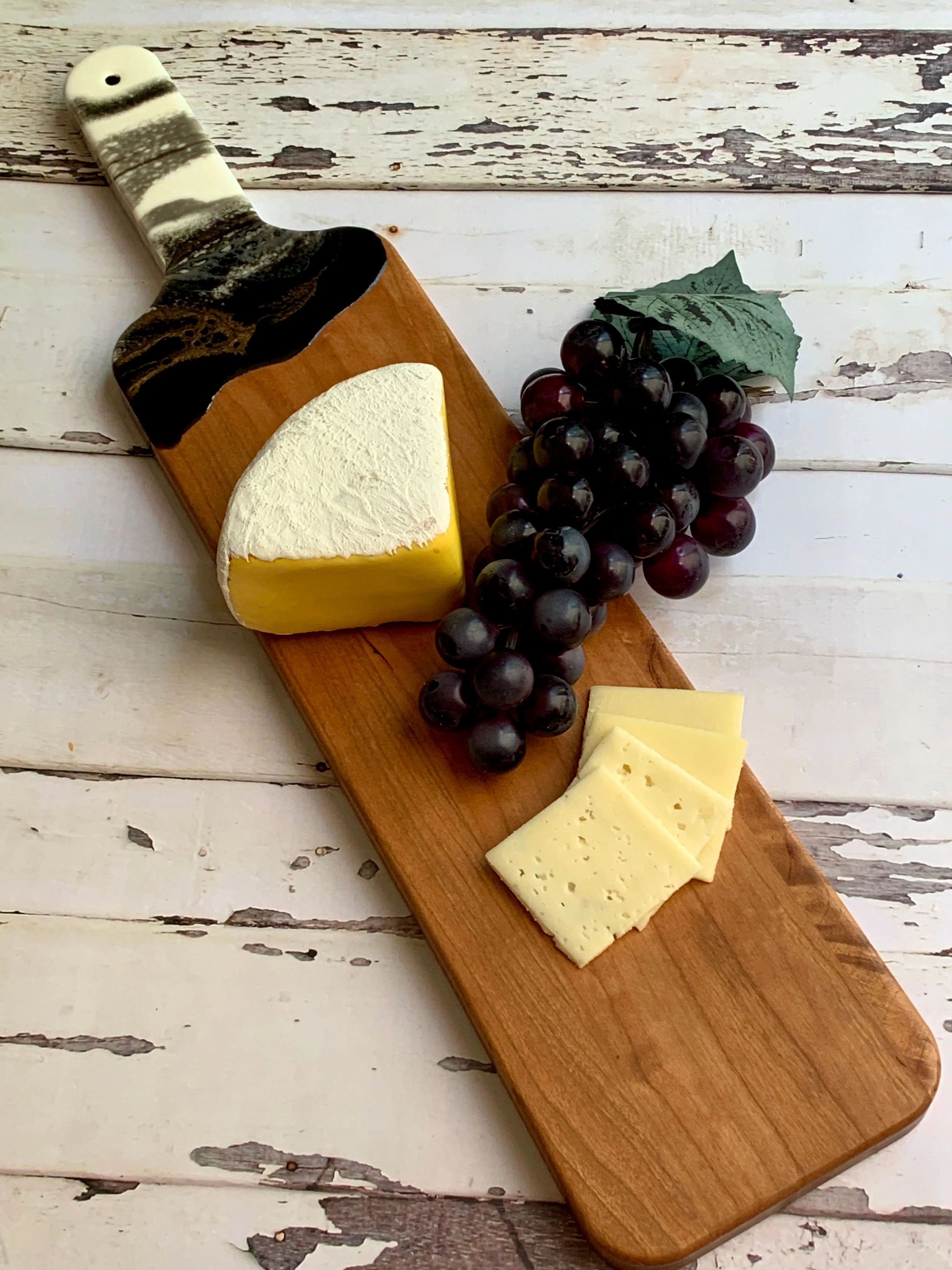 Cherry Wood Serving Board 20'- Black & White