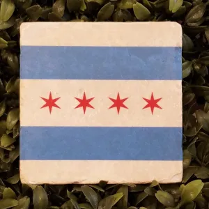 Chicago Flag Marble Coaster