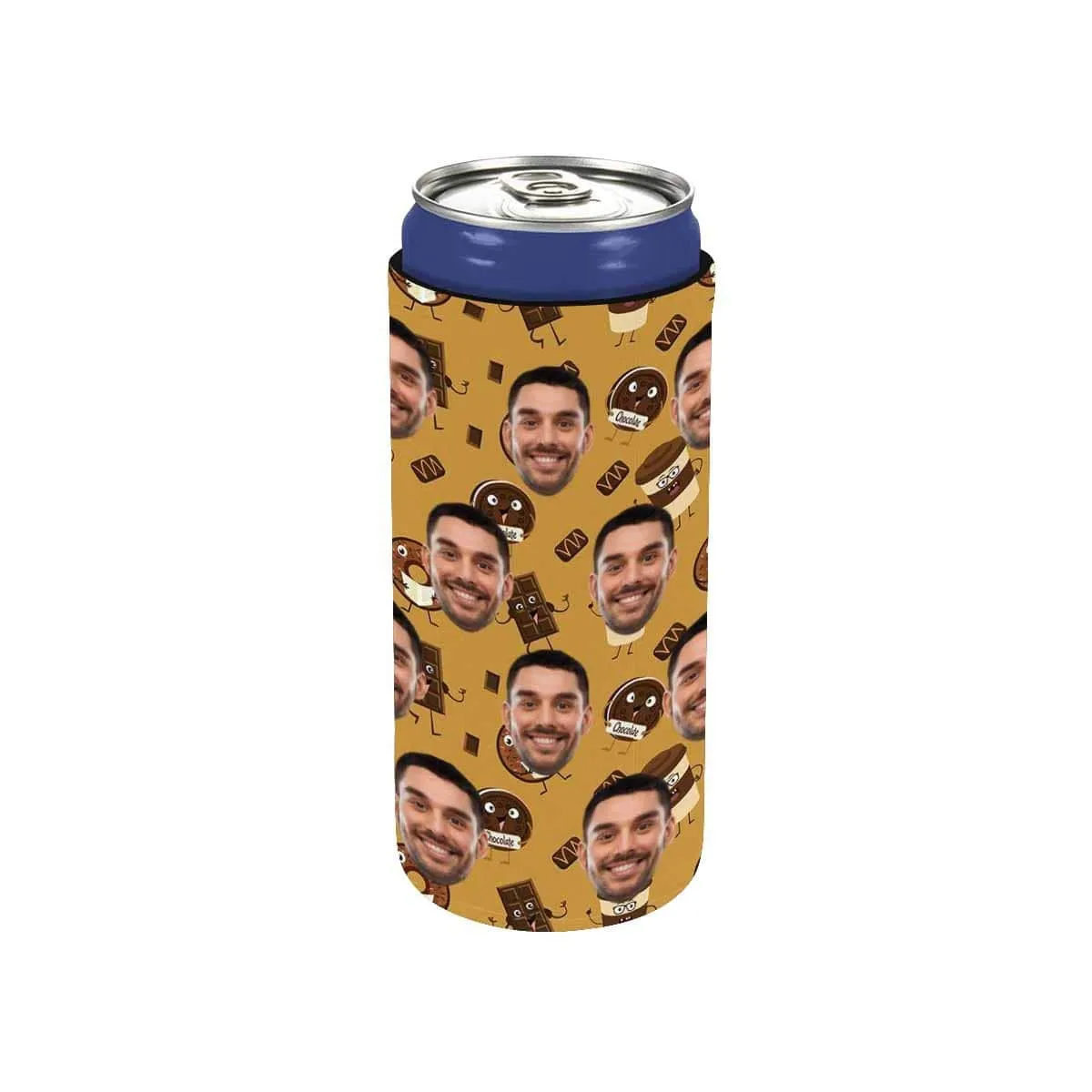 Custom Can Cooler With Boyfriend face Personalized Coffee Chocolate Neoprene Koozies Non Slip for Beer Cans and Bottles