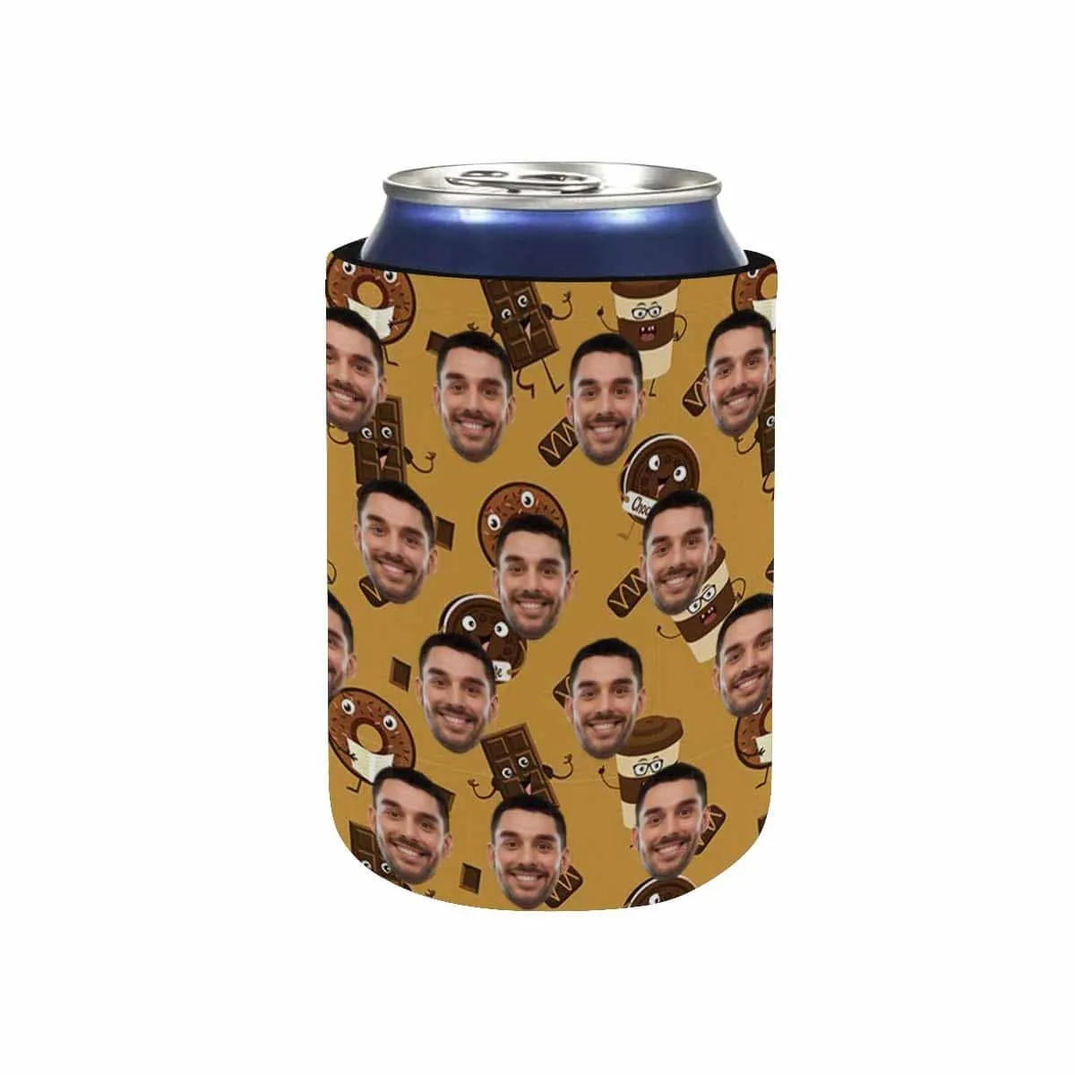 Custom Can Cooler With Boyfriend face Personalized Coffee Chocolate Neoprene Koozies Non Slip for Beer Cans and Bottles