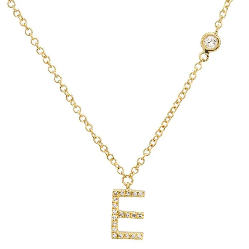 Custom Single Initial with Diamond Bezel Necklace