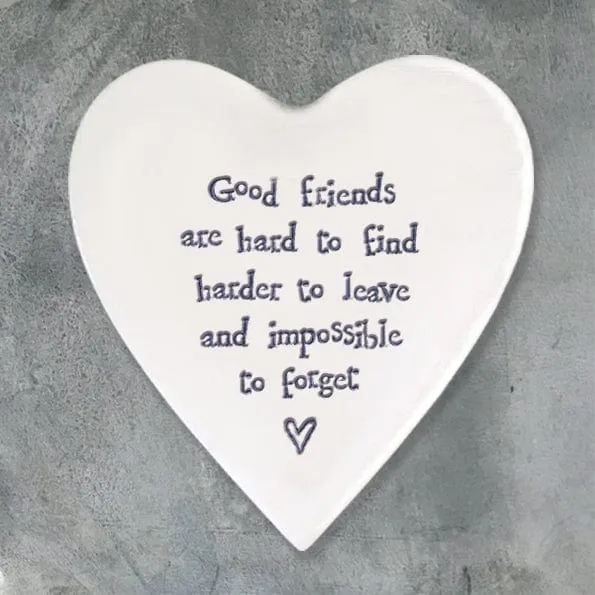 East of India ‘Good Friends’ Porcelain Heart Coaster