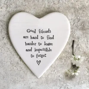 East of India ‘Good Friends’ Porcelain Heart Coaster