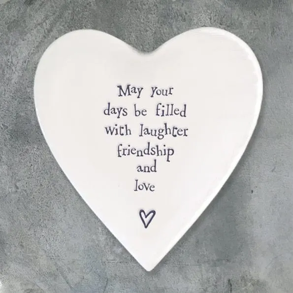 East of India ‘May your days’ Porcelain Heart Coaster