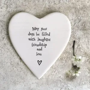 East of India ‘May your days’ Porcelain Heart Coaster