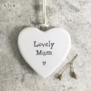 East of India "Lovely Mum" Small Porcelain Heart Decoration