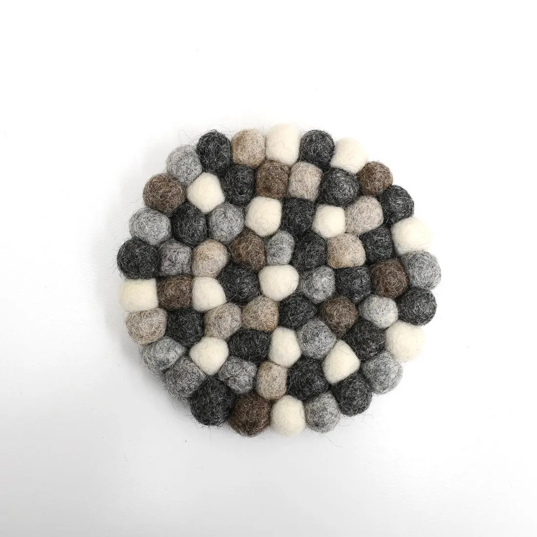 Felt Ball Cup Coasters - Grey Stones Bundle of 6