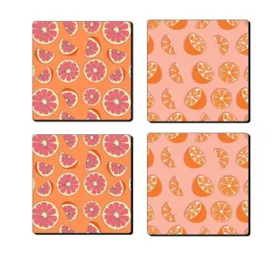 Gift Me Bazar Set of 4 Wooden Coaster for Home & Office Table Decor | Dining Table Decor | Square Coasters | Kitchen Decorative Items | Table Decoration | Home Decor (Oranges Coaster)