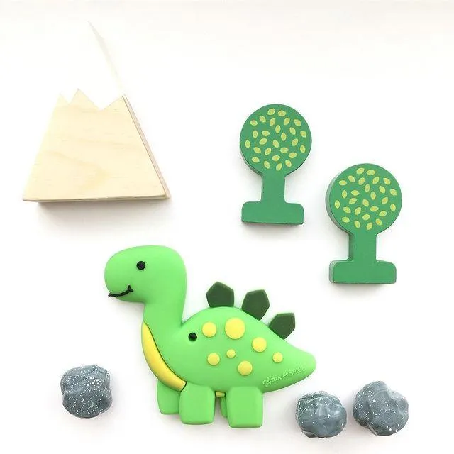 Glitter & Spice Dino Teether - Grey