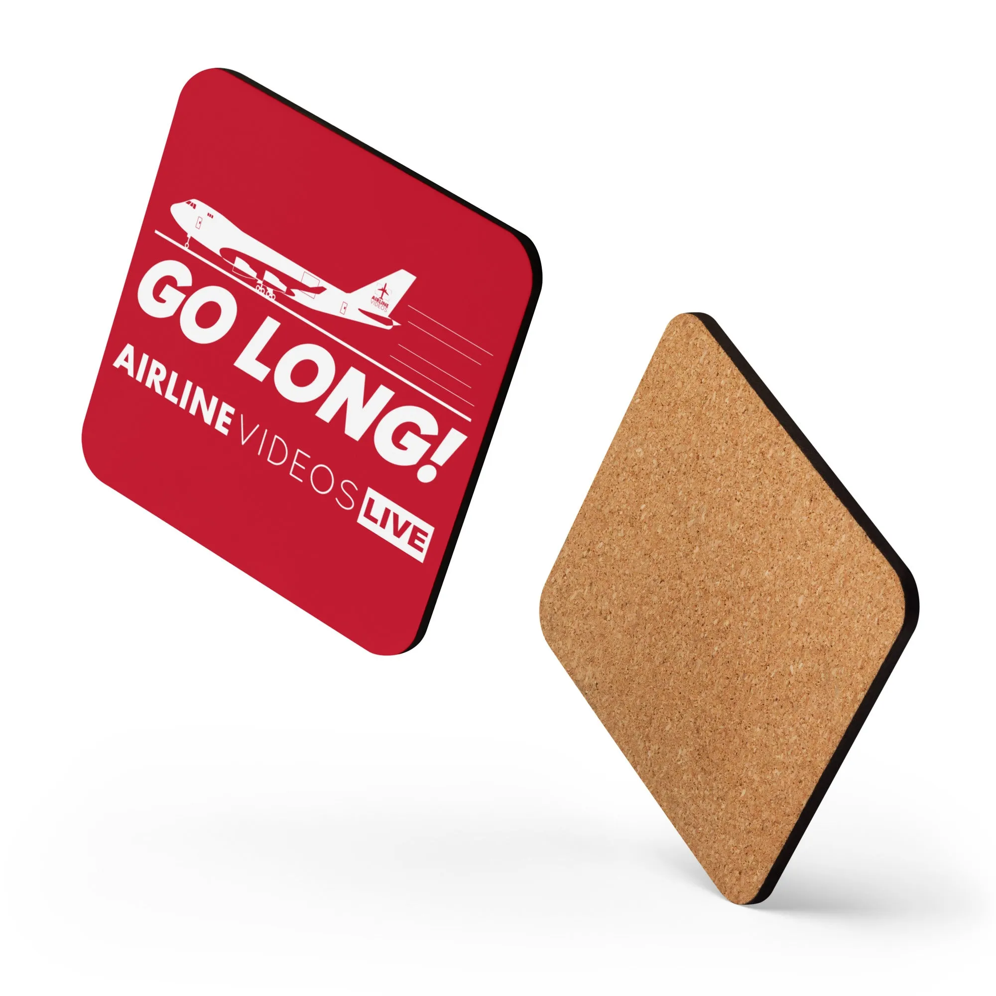 GO LONG (RED) Cork-back coaster