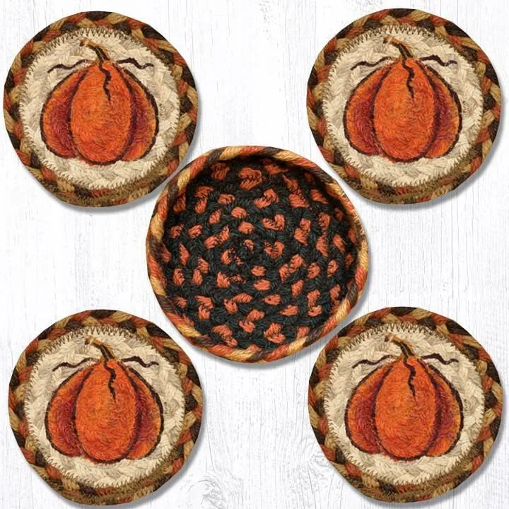 Harvest Pumpkin Jute Coaster Set