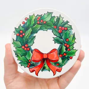 Holly Holiday Wreath Coaster