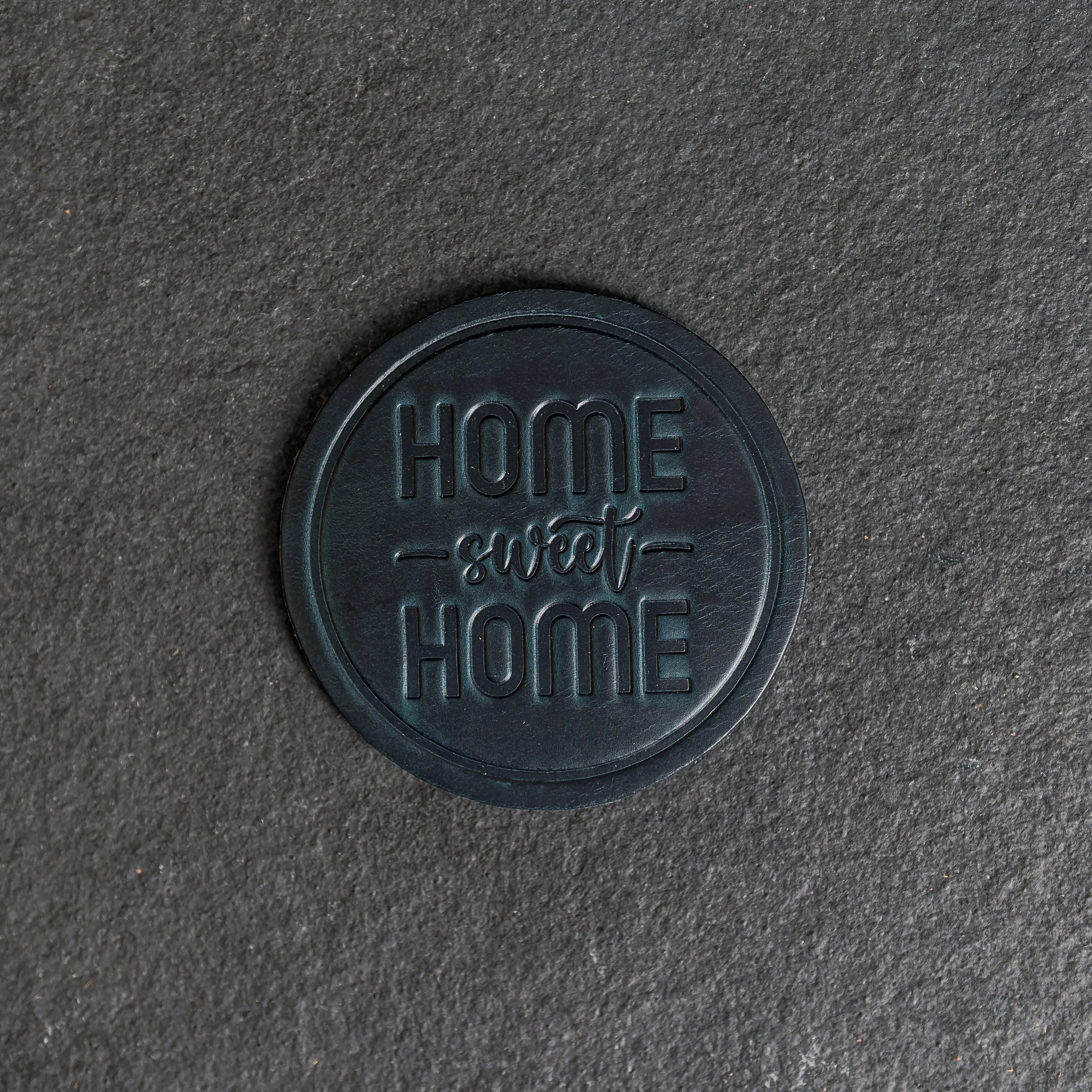 Home Sweet Home Leather Coasters - 4" Round - Sold individually or as a Set of 4