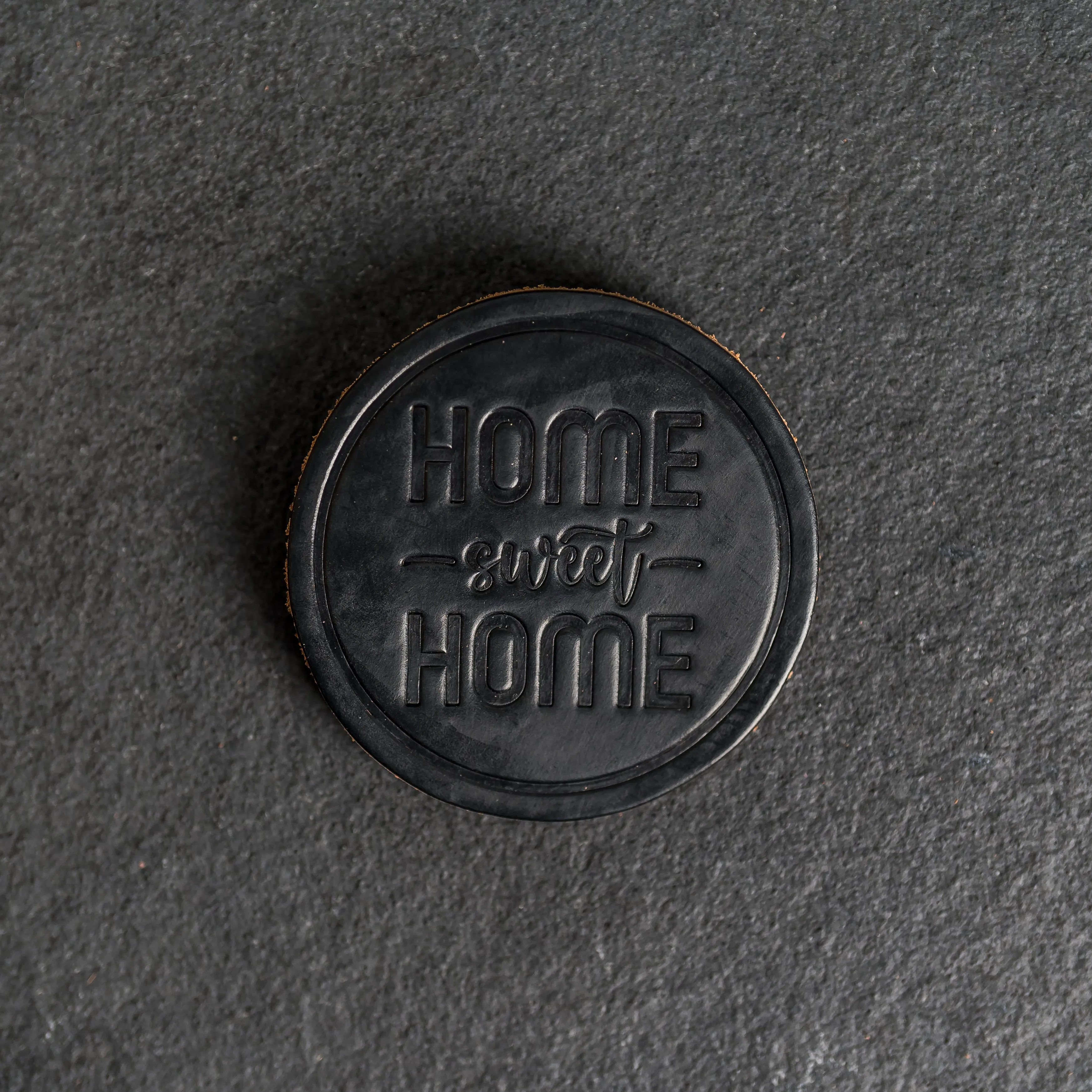 Home Sweet Home Leather Coasters - 4" Round - Sold individually or as a Set of 4