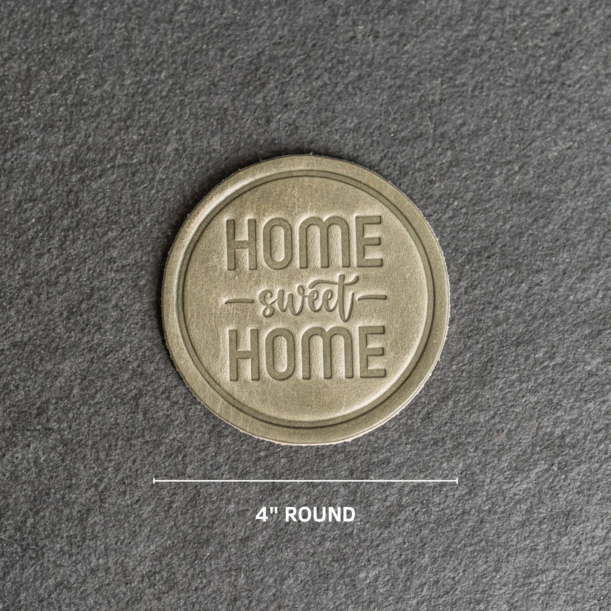 Home Sweet Home Leather Coasters - 4" Round - Sold individually or as a Set of 4