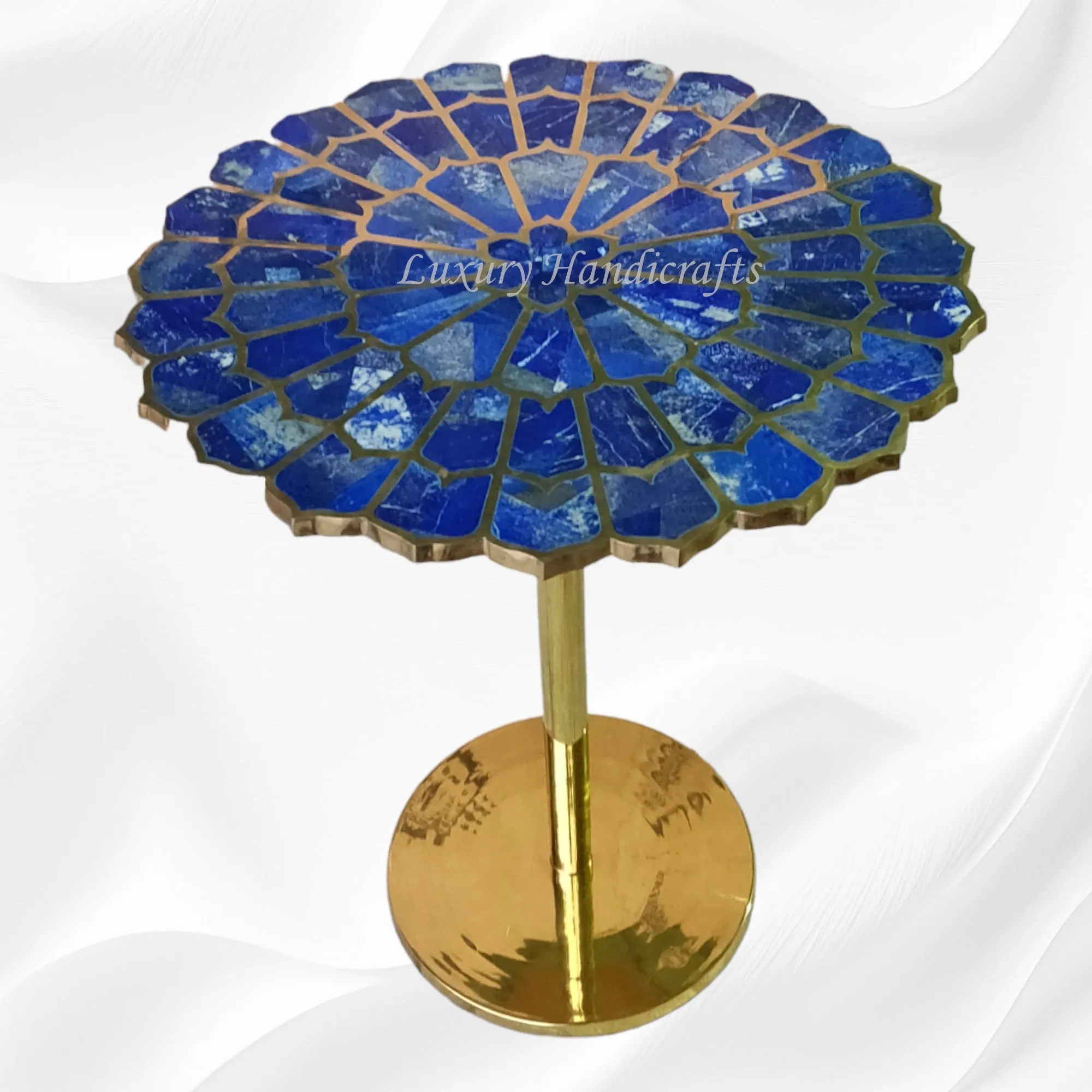 Lapis Lazuli Marigold Brass Accent Table