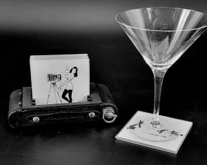 Madame Lulu Coaster Set, Barware, Home Theater Decor, photographer gift