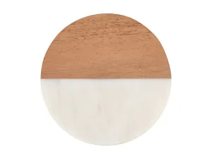 Maxwell & Williams Coaster Collective Round Marble & Acacia Coaster 10cm White