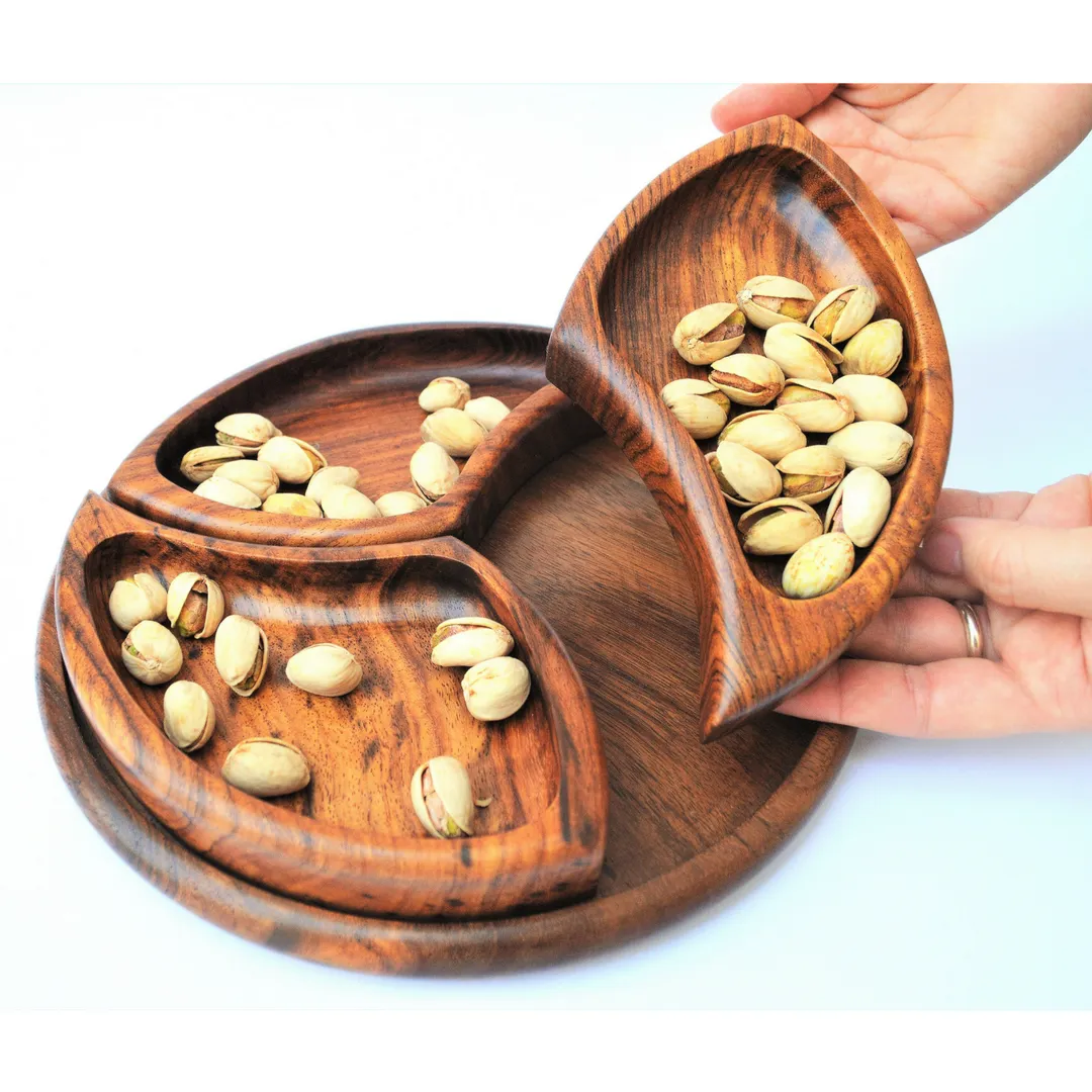 Nuts platter set with three bowls