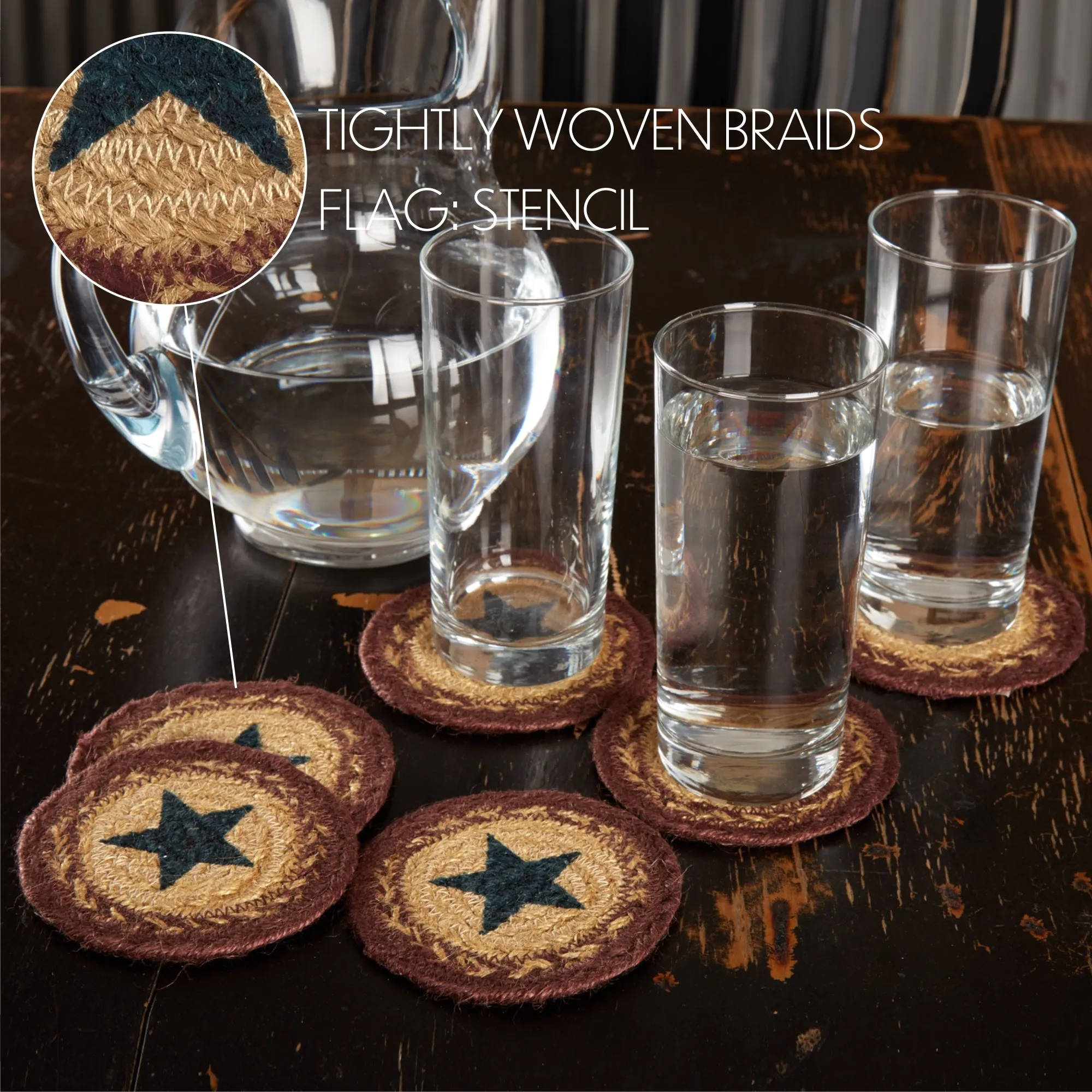 Potomac Jute Coaster Stencil Star Set of 6