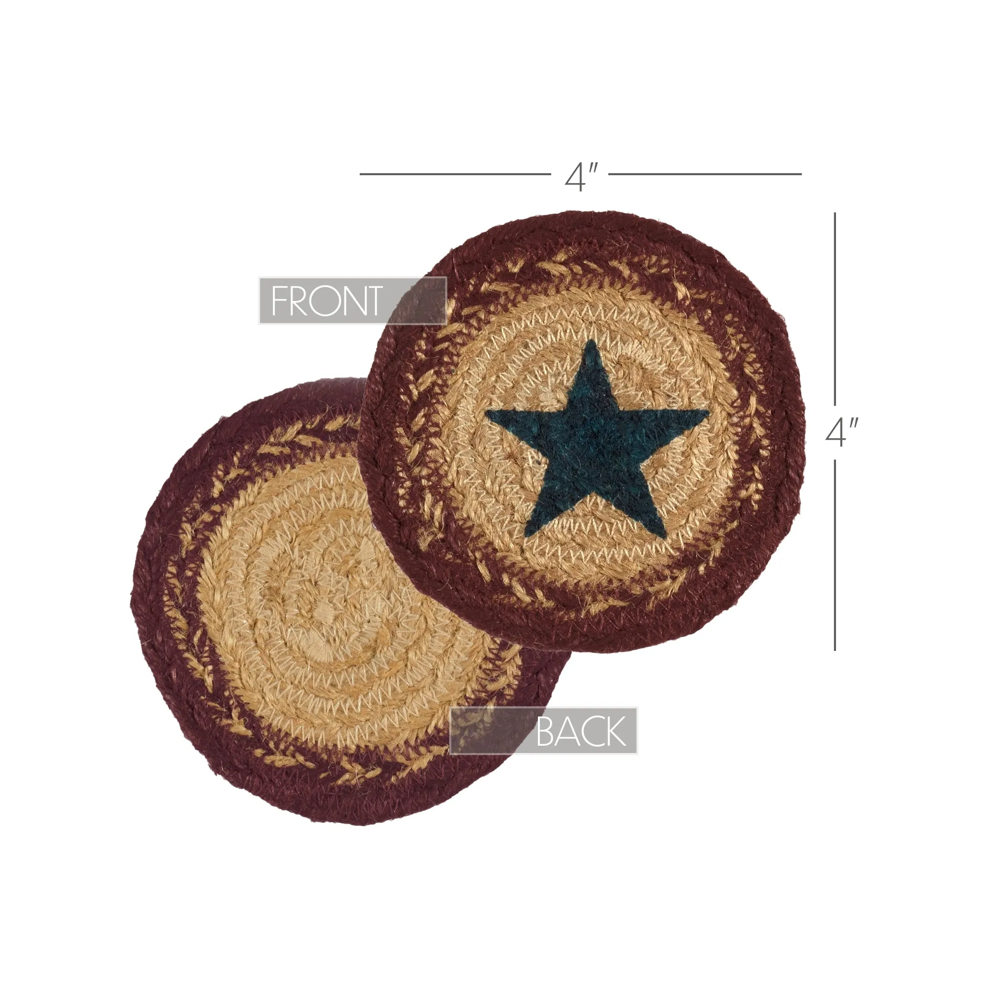 Potomac Jute Coaster Stencil Star Set of 6