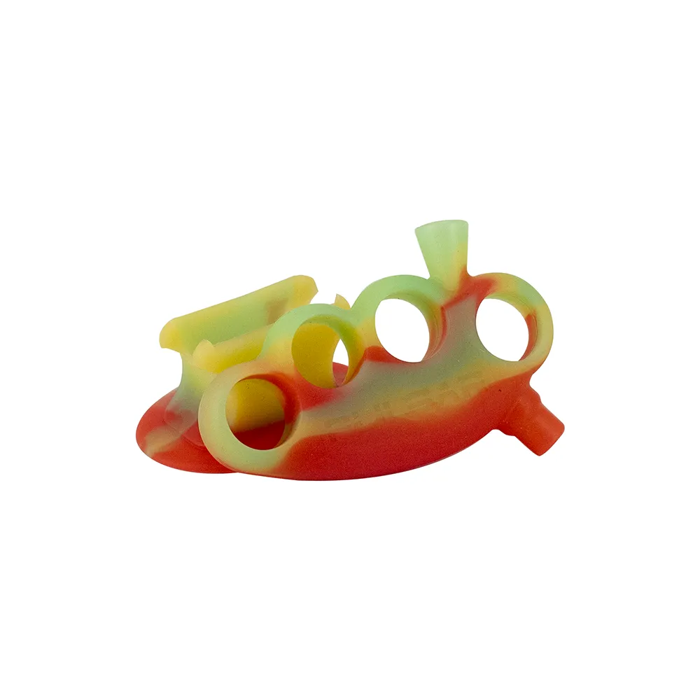 PULSAR - Rip Silicone Knuckle Blunt Bubbler - Rasta