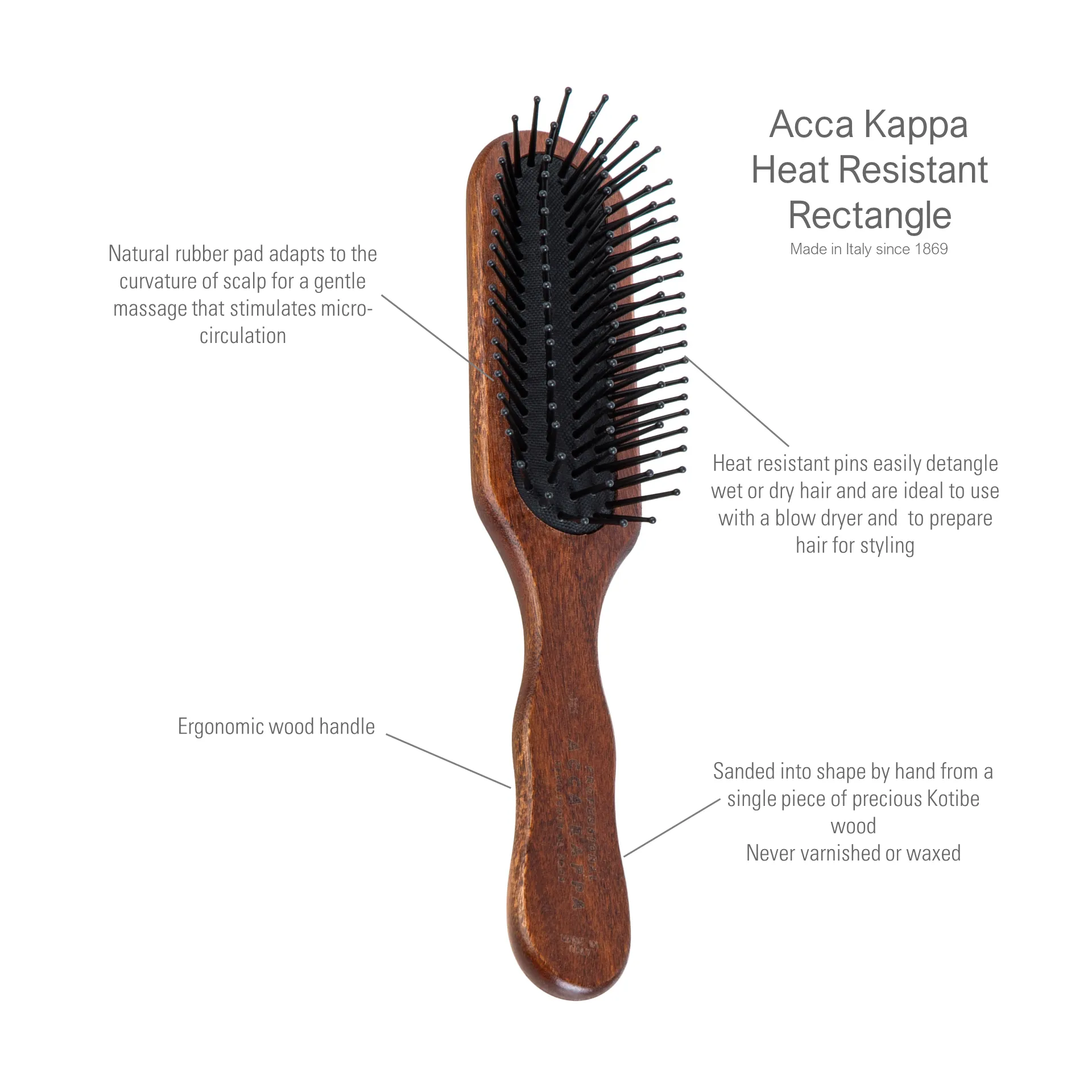 Rectangle Brush with Heat Resistant Pins