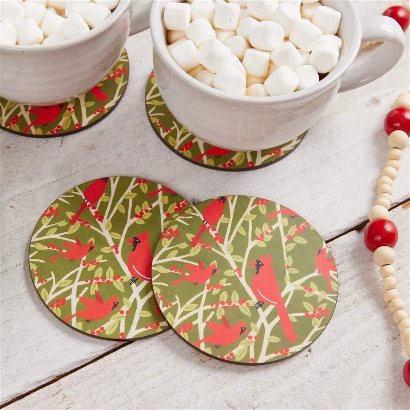 Red Cardinal Round Coaster - Set of 4